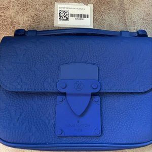 Louis Vuitton S Lock Messenger Bag Monogram Taurillon Leather Blue